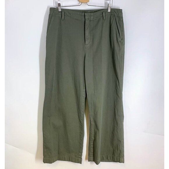 Gap Women's Loose Khaki Wide Leg Cropped Flat Front Chinos Size 16P - Picture 1 of 14
